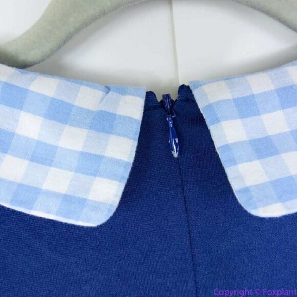 Unique Vintage Gwynnie Bee Gingham Collar Navy Fit-And-Flare Dress, 3X - Picture 15 of 16